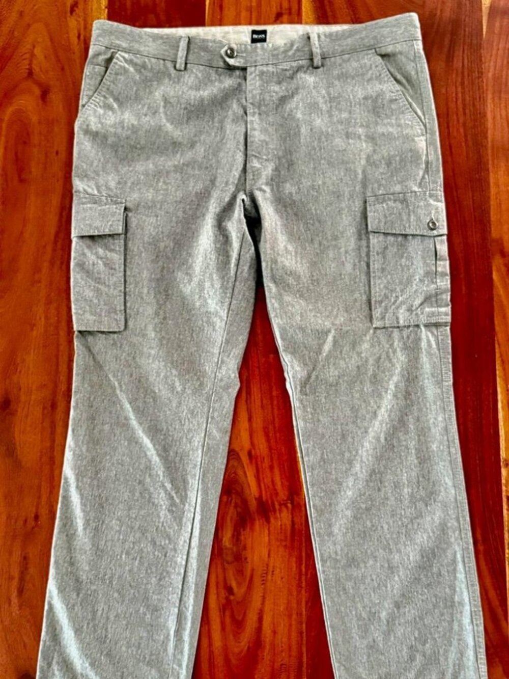 EUC HUGO BOSS Premium Men's Schino Cargo Pants Trousers Silver-Gray Size 40R